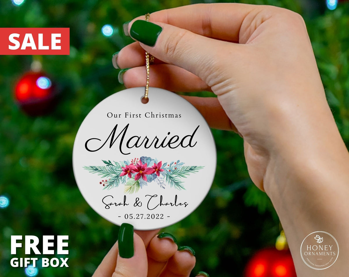 Our First Christmas Married Ornament 2026, Personalized Mr and Mrs Ornament, Newly Married Gift, Couples First Married Christmas Ornament