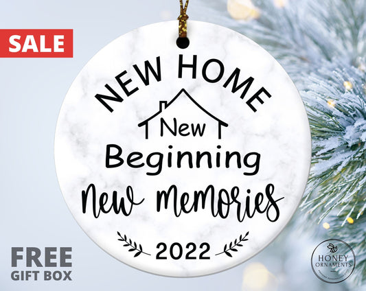 New Home, New Beginning, New Memories Ornament, Personalized First Christmas in Our New Home Gift, 2026 New House Ornament Housewarming Gift