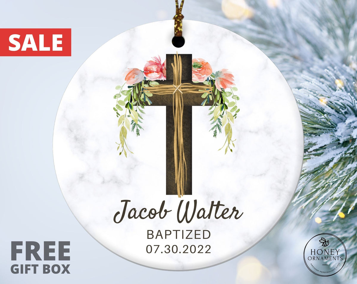 Personalized Baptism Ornament, God Bless Baptized Ornament, Custom Name + Date Baptized Keepsake, Christened Ornament, Custom Baptism Gift