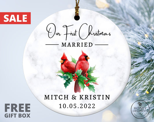Our First Christmas Married Ornament, Wedding Gift, Mr and Mrs Ornament, Wedding Couples Ornament, First Married Christmas, Newlywed Gift