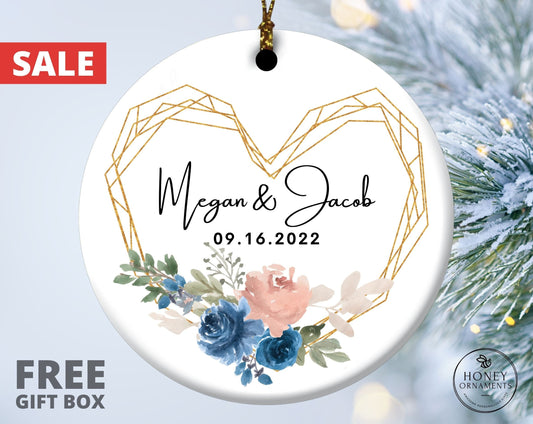 Personalized Couple Christmas Ornament, Engagement Ornament, Married Ornament, Engaged Gift, Save The Dates, Anniversary Christmas Ornament