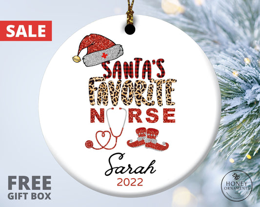 Santa's Favorite Nurse Christmas Ornament, Nurse Appreciation Gift, Nurse Graduate Gift, Nurse Retirement Gift, Bachelor Degree Nurse Gift