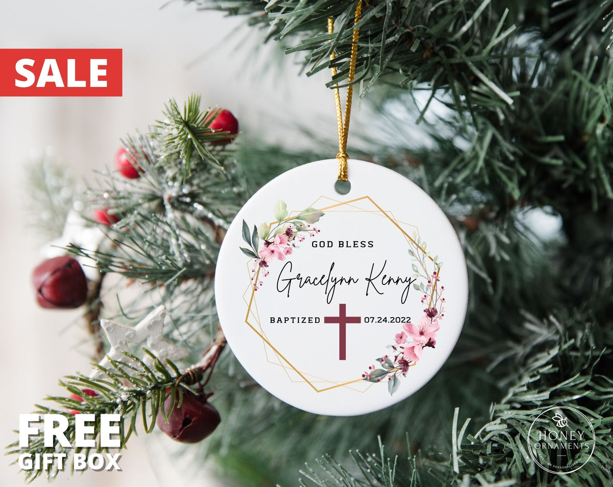 Personalized God Bless Baptized Ornament - photo 2