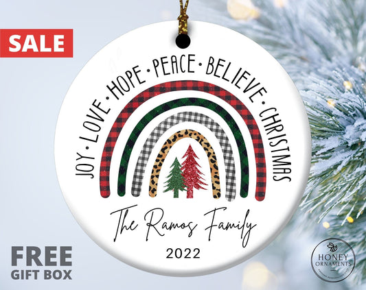 Custom Family Ornament, Custom Christmas Ornament, Christmas Keepsake, New Family Christmas Gift 2026, Joy Love Hope Peace Believe Christmas