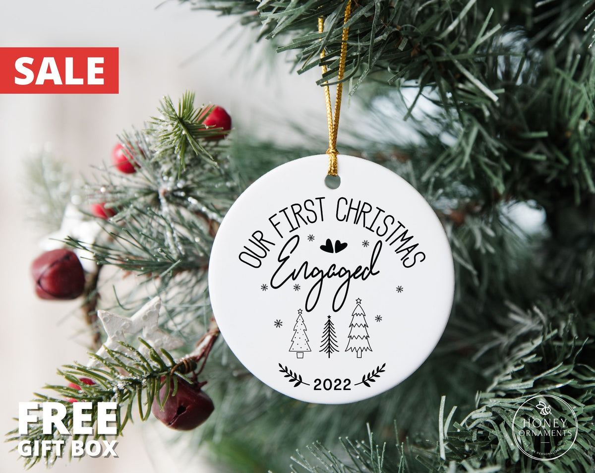 Our First Christmas Engaged Ornament - Personalized Engagement Gift - Engagement Keepsake - First Christmas Engaged 2026 Ornament