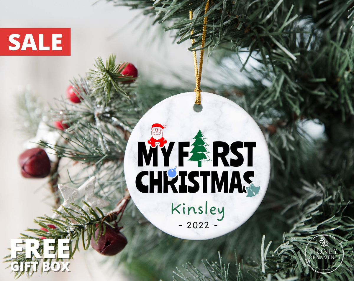 My First Christmas Ornament, Newborn Gift Basket, Personalized Baby's First Christmas Ornament, Newborn Baby Girl Baby Boy Gift Box