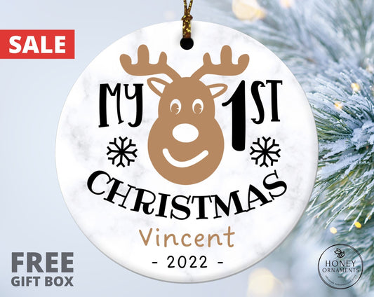 My First Christmas Ornament, Personalized Baby's First Christmas Ornament, Newborn Gift Basket, New Baby Gift Box, Christmas Ornament Gift