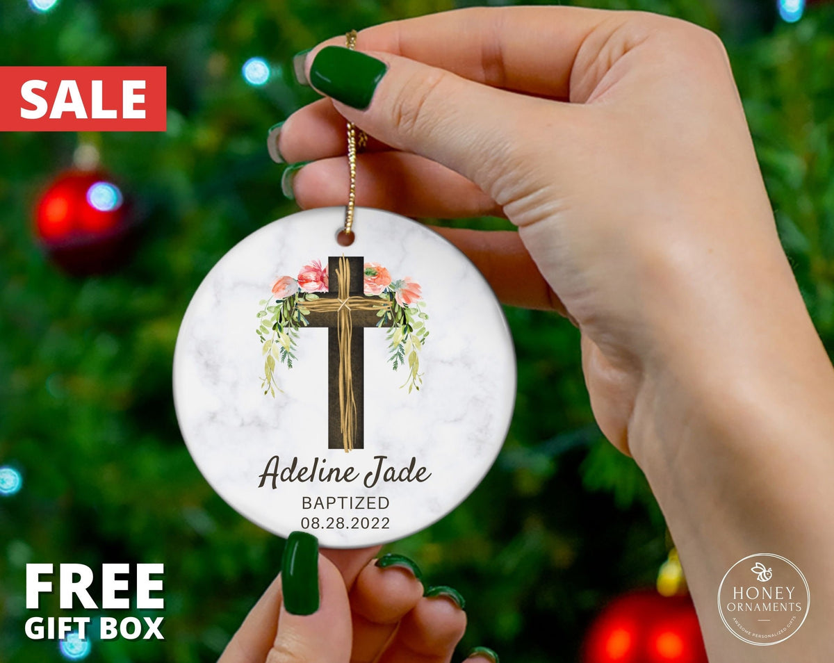 Personalized Baptism Ornament, God Bless Baptized Ornament, Custom Name + Date Baptized Keepsake, Christened Ornament, Custom Baptism Gift