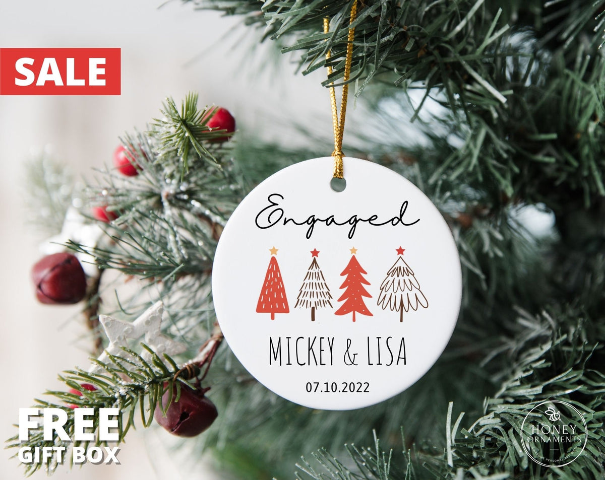 Engaged Christmas Ornament, Newly Engaged Couple Ornament, Custom Engagement Christmas Gift for Her, Wedding Gift, Engaged Ornament