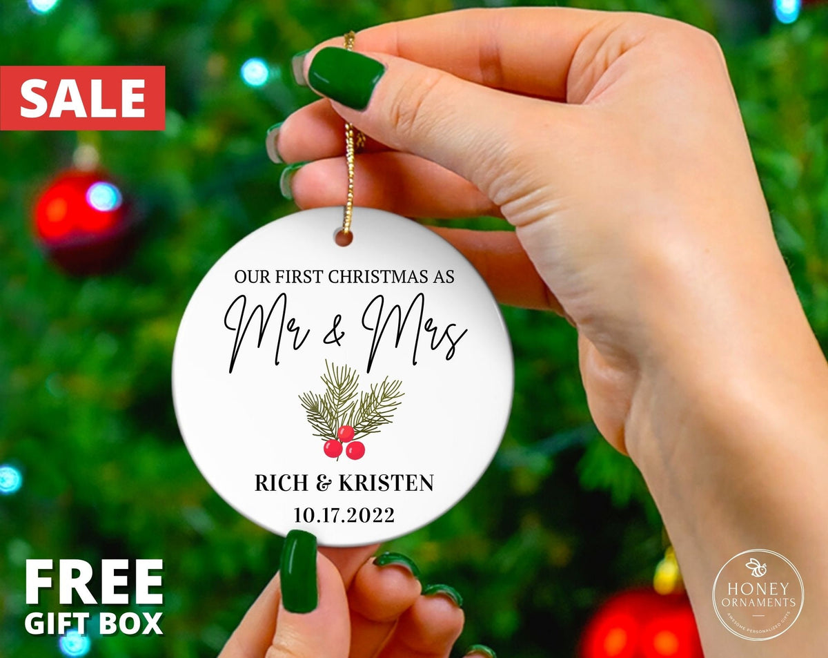 First Christmas Married Ornament 2026, Our First Christmas Ornament Married, 1st Christmas Married Ornament, Just Married Christmas Ornament