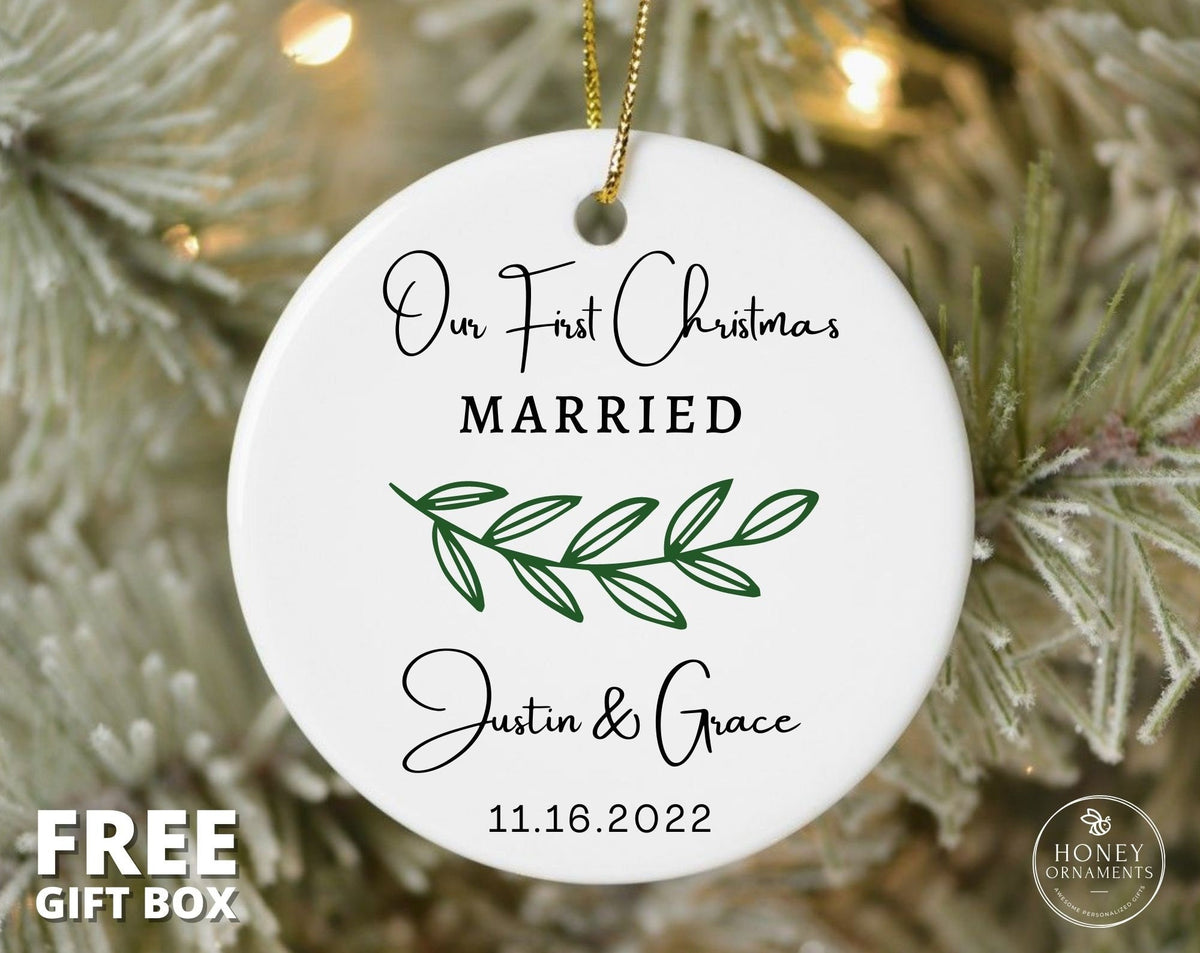 Our First Christmas Married Ornament, Just Married Christmas Ornament, First Christmas Married Ornament 2026, Newlywed Gift, Wedding Gift
