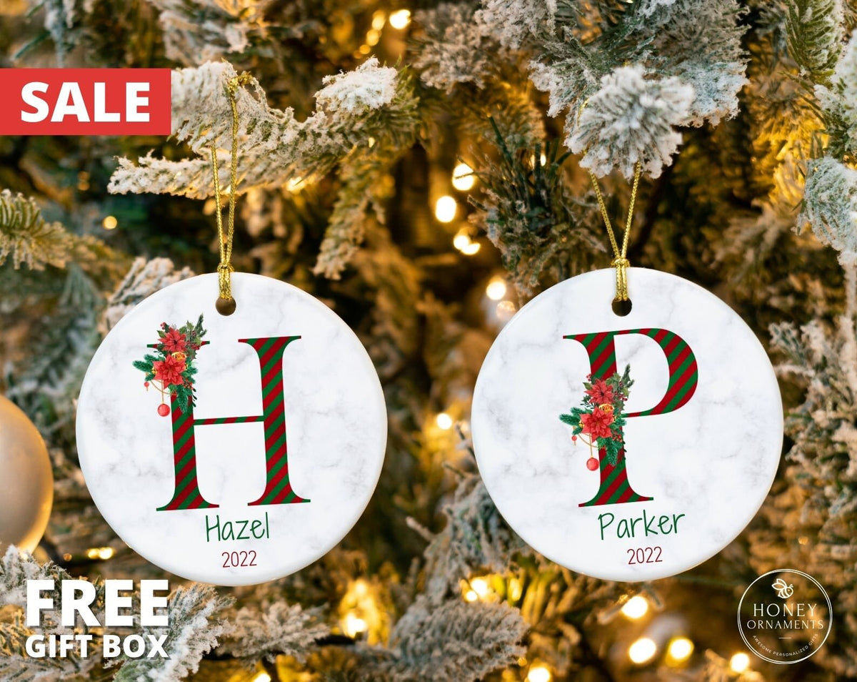 Family Christmas Ornament, Personalized Name Ornaments, 2026 Custom Initial Ornament, Christmas Decoration Gift, Monogram Alphabet Ornament