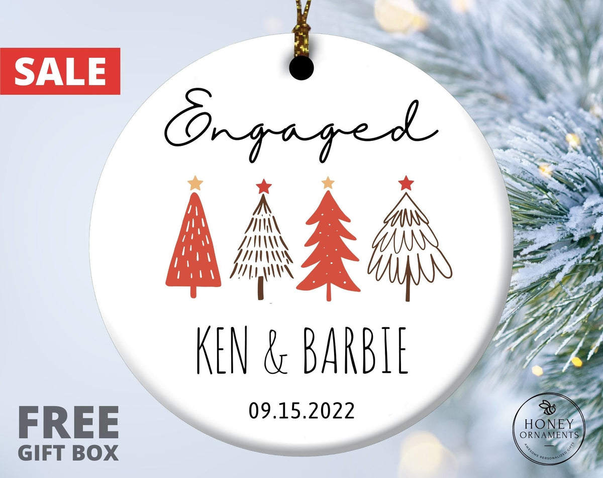 Engaged Christmas Ornament, Newly Engaged Couple Ornament, Custom Engagement Christmas Gift for Her, Wedding Gift, Engaged Ornament
