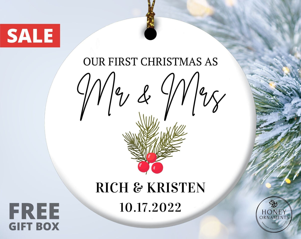 First Christmas Married Ornament 2026, Our First Christmas Ornament Married, 1st Christmas Married Ornament, Just Married Christmas Ornament