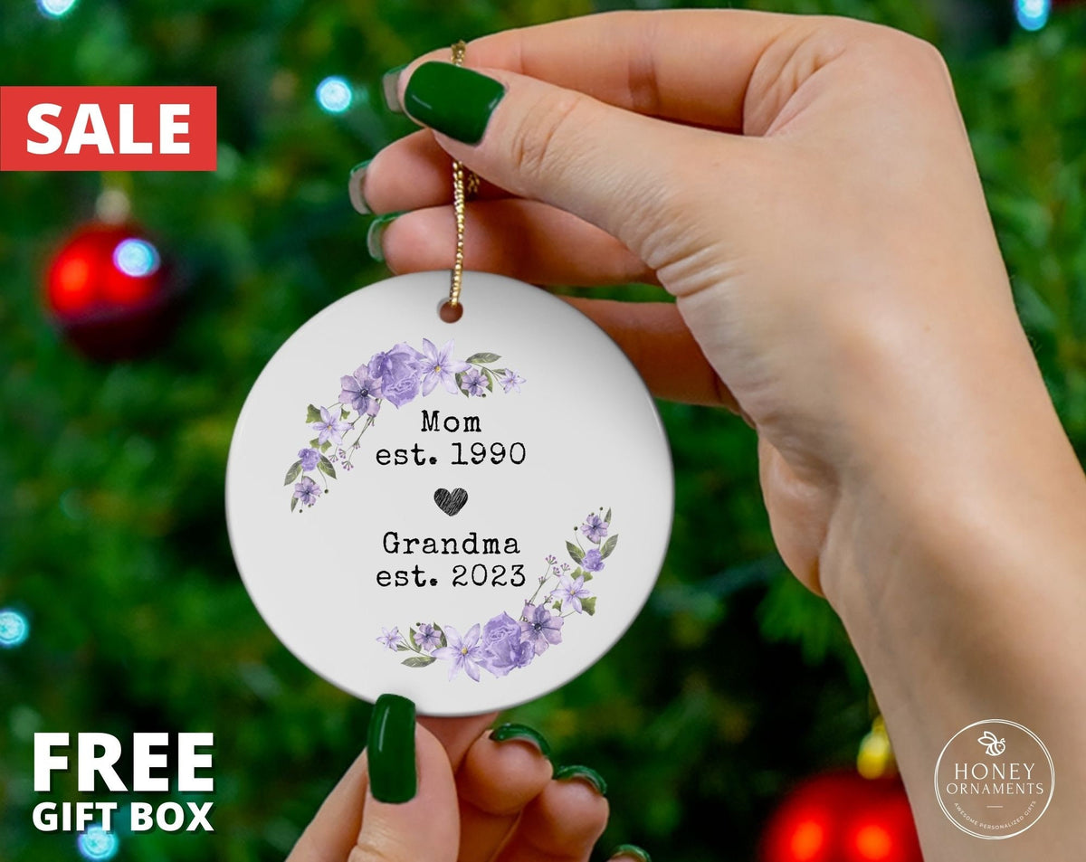 Personalized Gift For Grandma, Grandma Gift, Grandma Ornament, Pregnancy Announcement, New Grandma, Promoted Grandma Christmas Ornament
