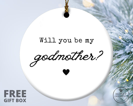 Godparent Proposal Ceramic Ornament, Christening Baptism Gift