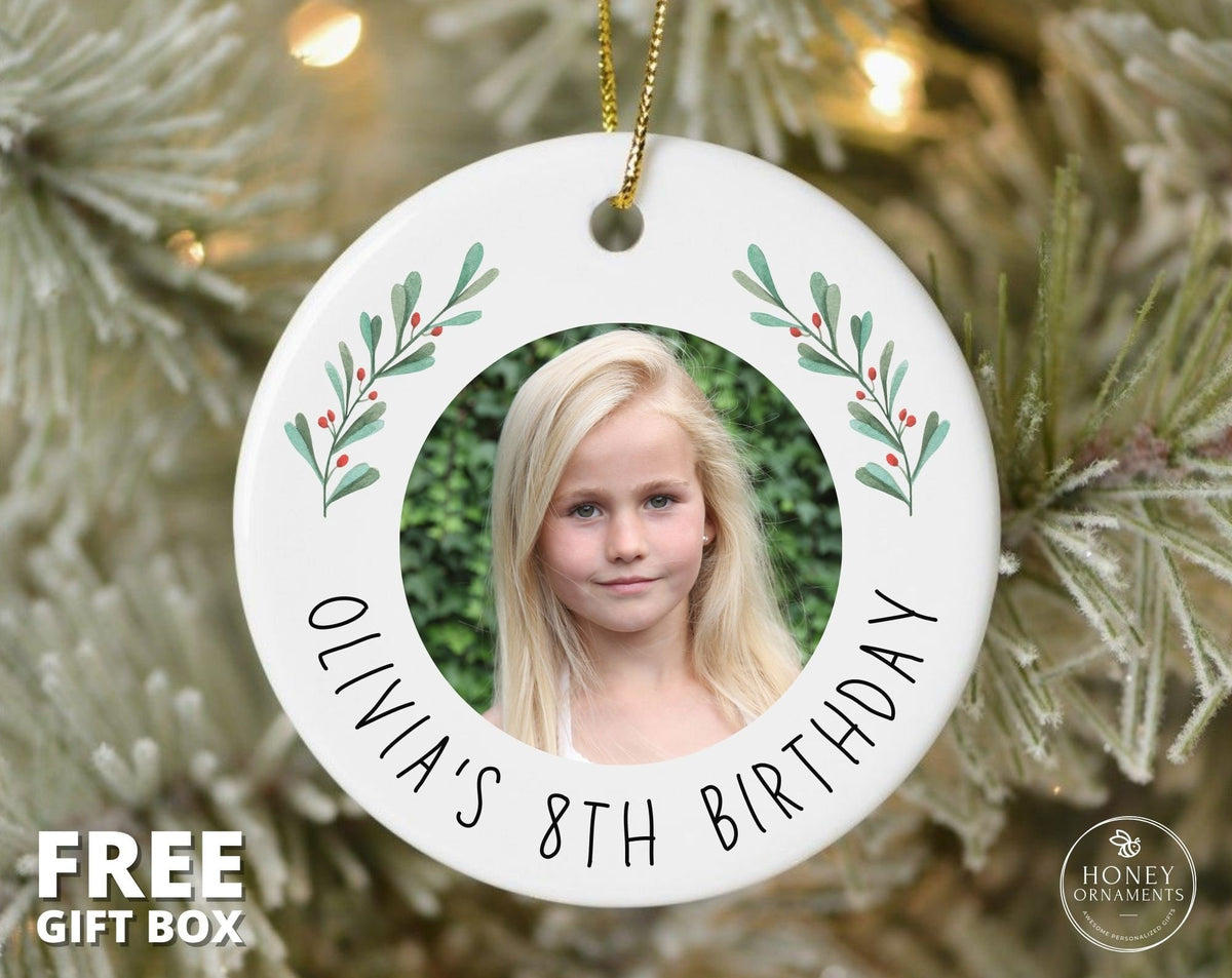 Personalized Photo Birthday Ornament, Keepsake Gift