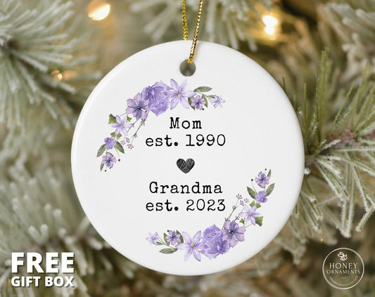 Personalized Gift For Grandma, Grandma Gift, Grandma Ornament, Pregnancy Announcement, New Grandma, Promoted Grandma Christmas Ornament
