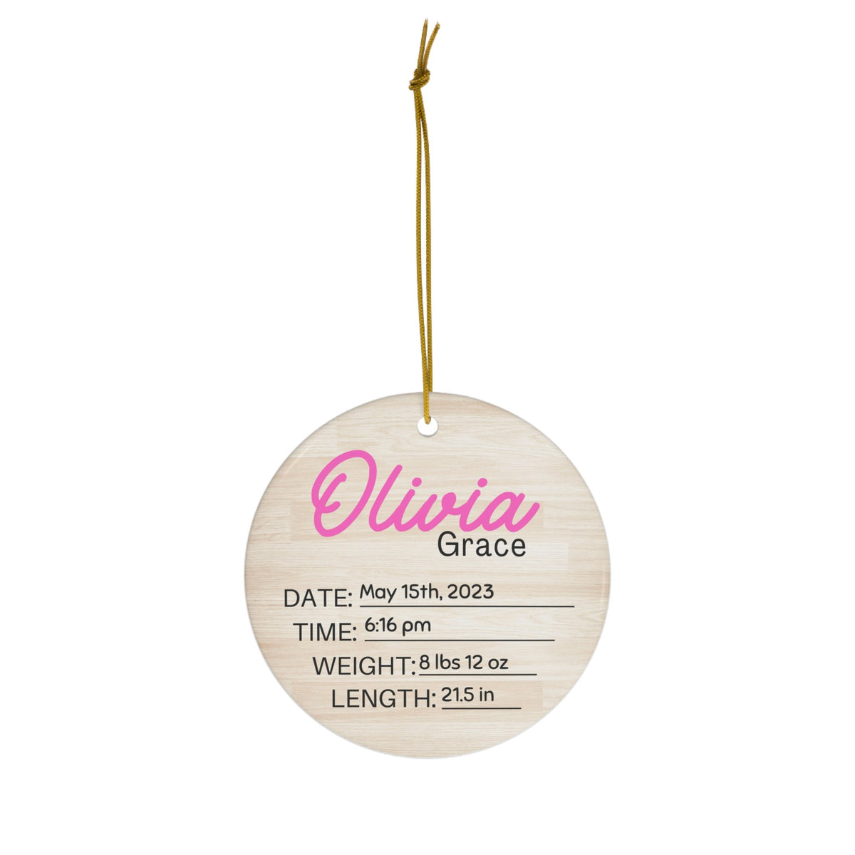 Baby Announcement Ornament With Birth Stats, Personalized Baby Name Sign, Ornament for Name Reveal, Baby Name Reveal, Sign For Hospital