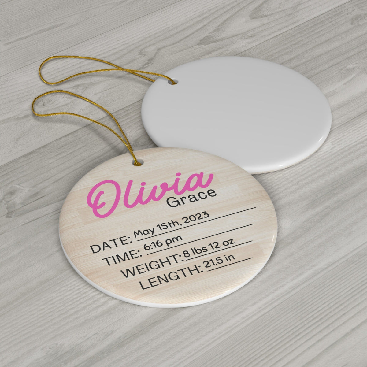Baby Announcement Ornament With Birth Stats, Personalized Baby Name Sign, Ornament for Name Reveal, Baby Name Reveal, Sign For Hospital