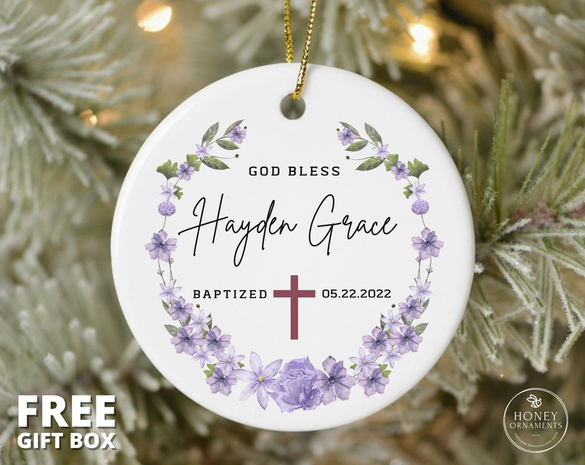 Baptism Ornament - Personalized God Bless Christening Gift - photo 4