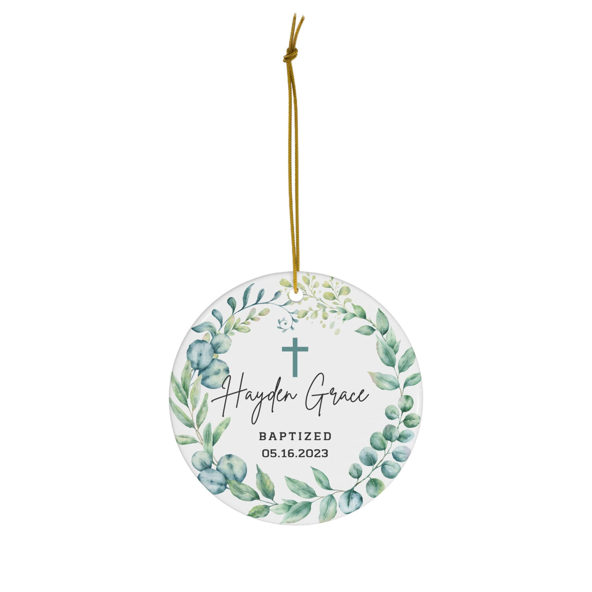 Personalized Cross Ceramic Ornament, Baptism Favors Girl, Baptism Ornament, Christening Ornament, Custom Christened Keepsake, Baptized Gift