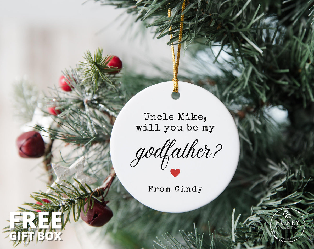 Will you be my Godmother Ornament, Personalized Godmothers Proposal Christening Baptism Gift from Godchild Godfather Gift Godparent Gift