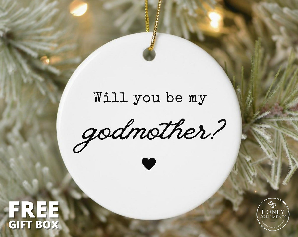 Godparent Proposal Ceramic Ornament, Christening Baptism Gift