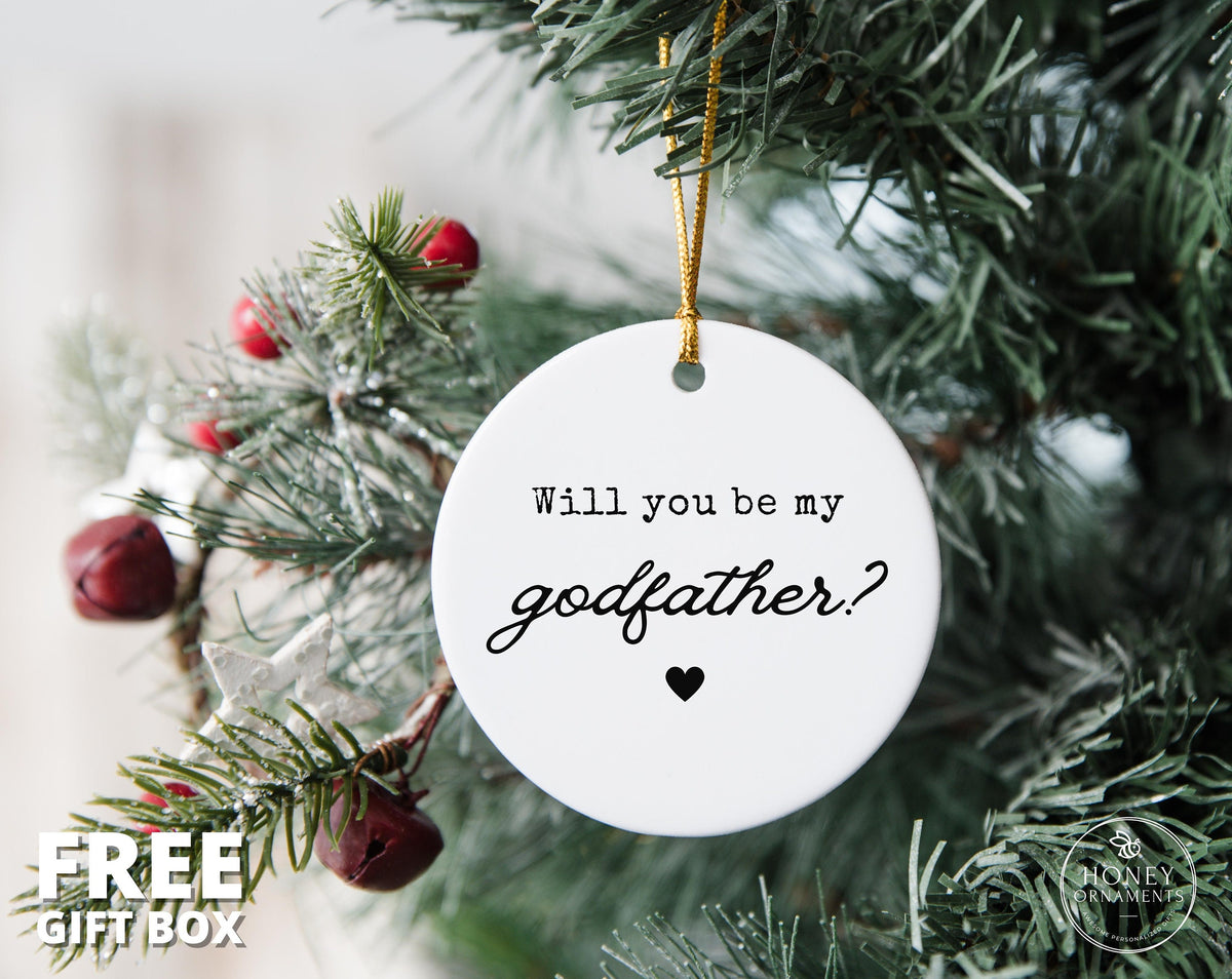 Godparent Proposal Ceramic Ornament, Christening Baptism Gift