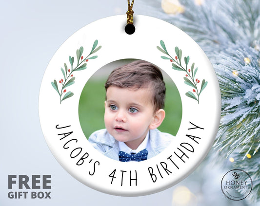 Personalized Photo Birthday Ornament, Keepsake Gift