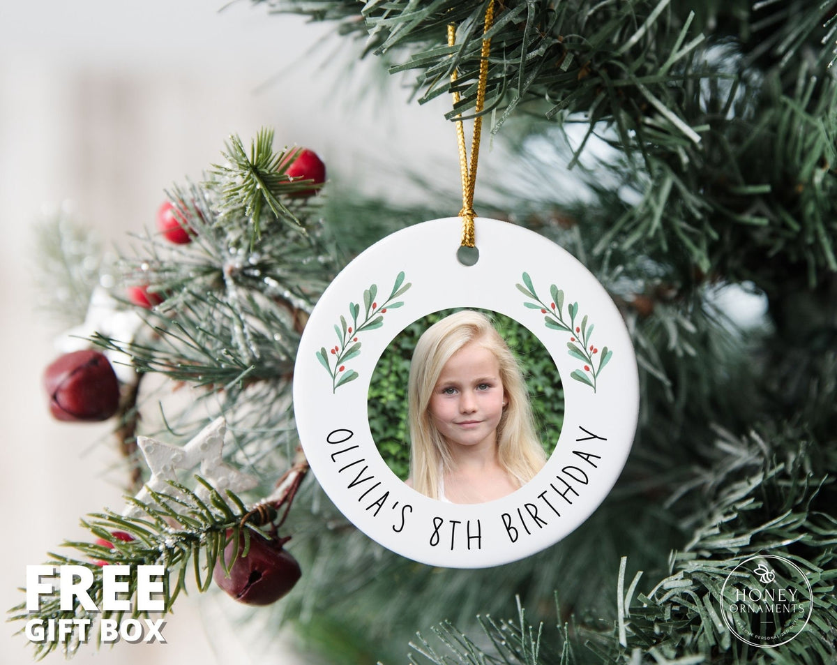 Personalized Photo Birthday Ornament, Keepsake Gift