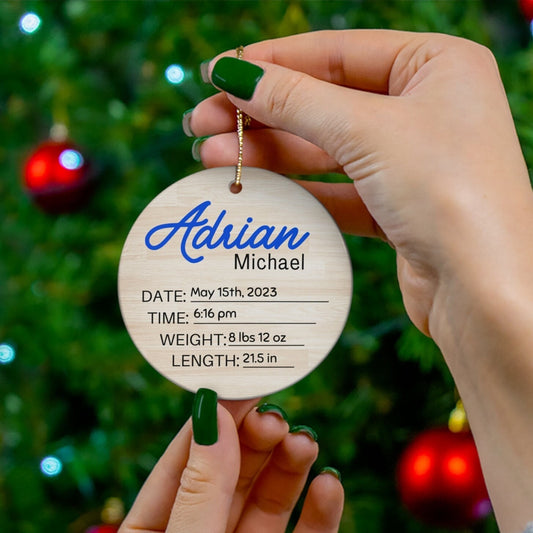Baby Announcement Ornament With Birth Stats, Personalized Baby Name Sign, Ornament for Name Reveal, Baby Name Reveal, Sign For Hospital
