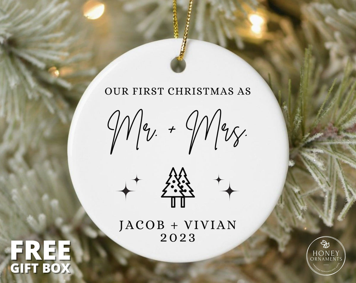 Our First Christmas Married as Mr and Mrs Ornament Personalized First Christmas Married Ornament Mr and Mrs Tree Christmas Ornament Gift