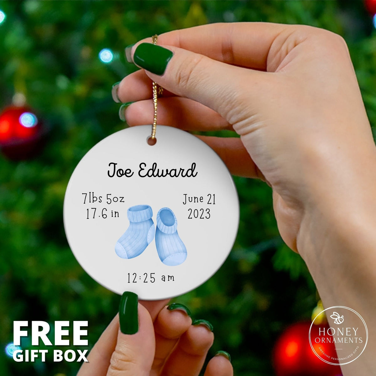 Personalized Baby Birth Stat Newborn Birth Stats Ornament Baby First Christmas Ornament Baby Birth Announcement Newborn Christmas Keepsake