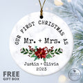 Personalized Mr and Mrs Tree Christmas Ornament