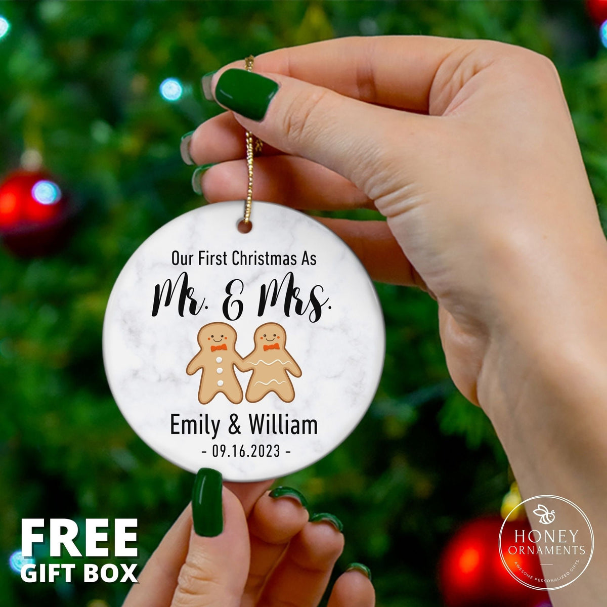 Personalized First Christmas Married Ornament – Mr. & Mrs. - photo 3