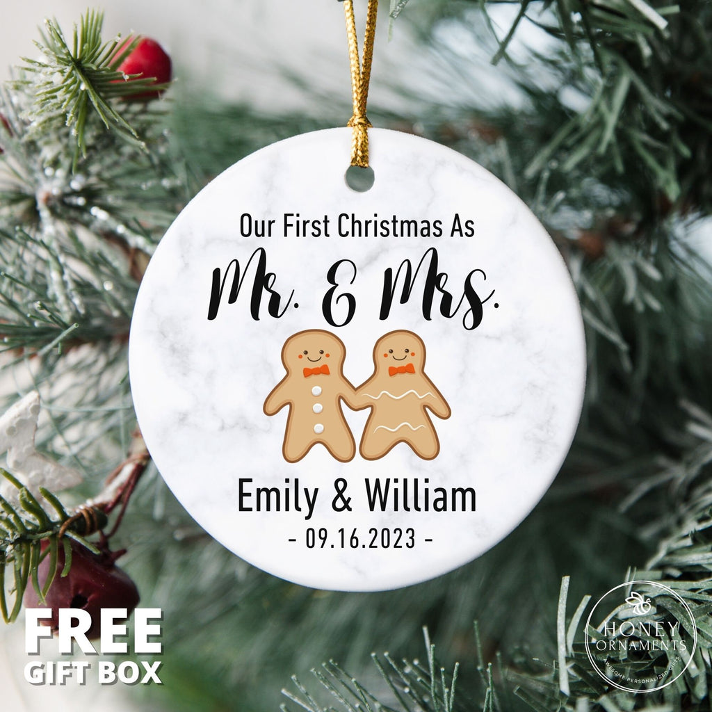 Personalized First Christmas Married Ornament – Mr. & Mrs. - photo 2