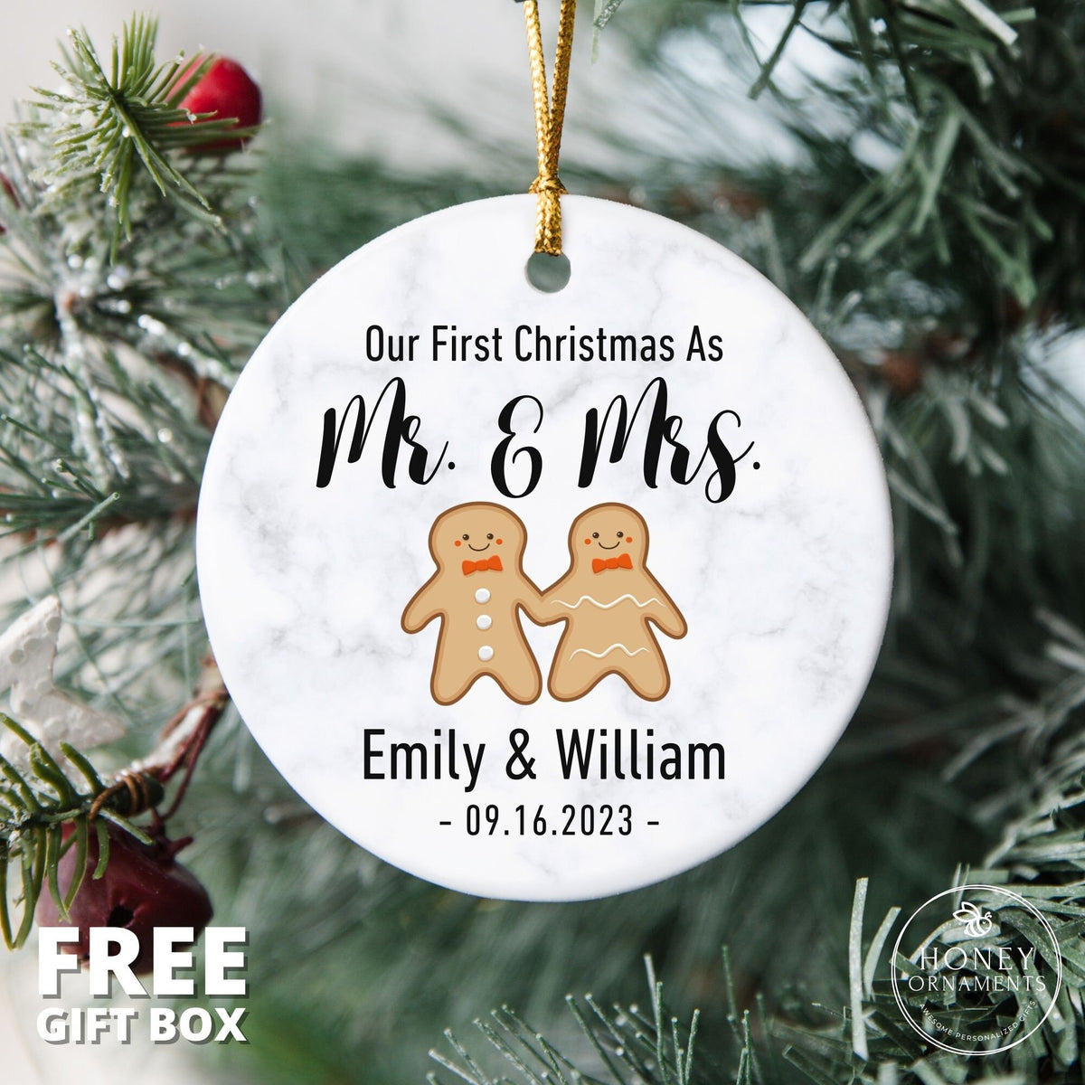 Personalized First Christmas Married Ornament – Mr. & Mrs. Keepsake