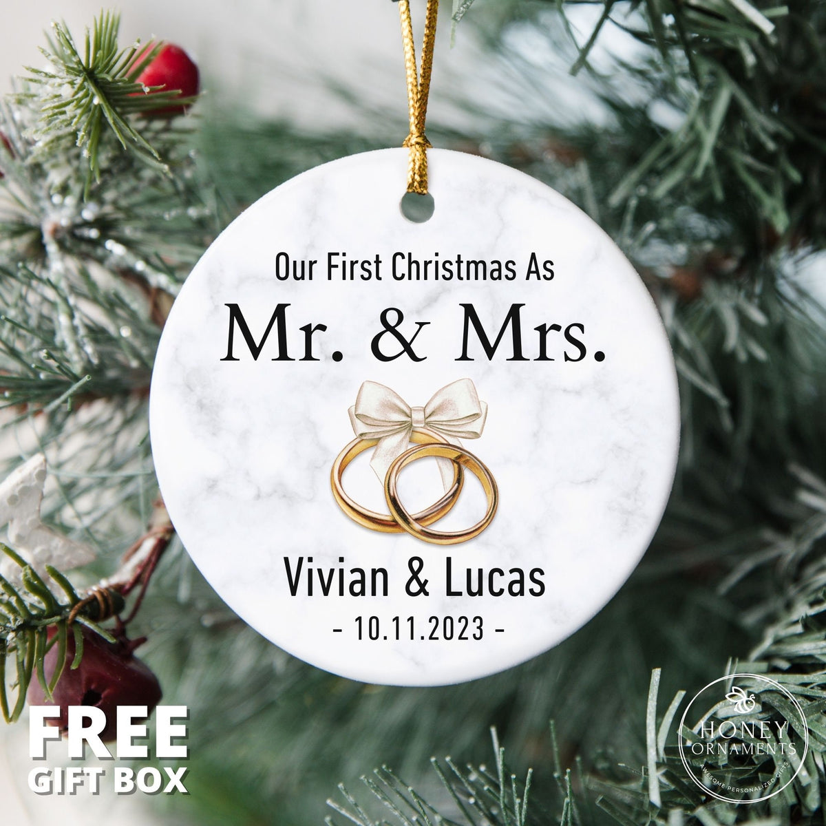 Married Ornament, Our First Christmas as Mr and Mrs Gift, Wedding Gift, Wedding Couples Ornament, First Married Christmas, Newlywed Gift