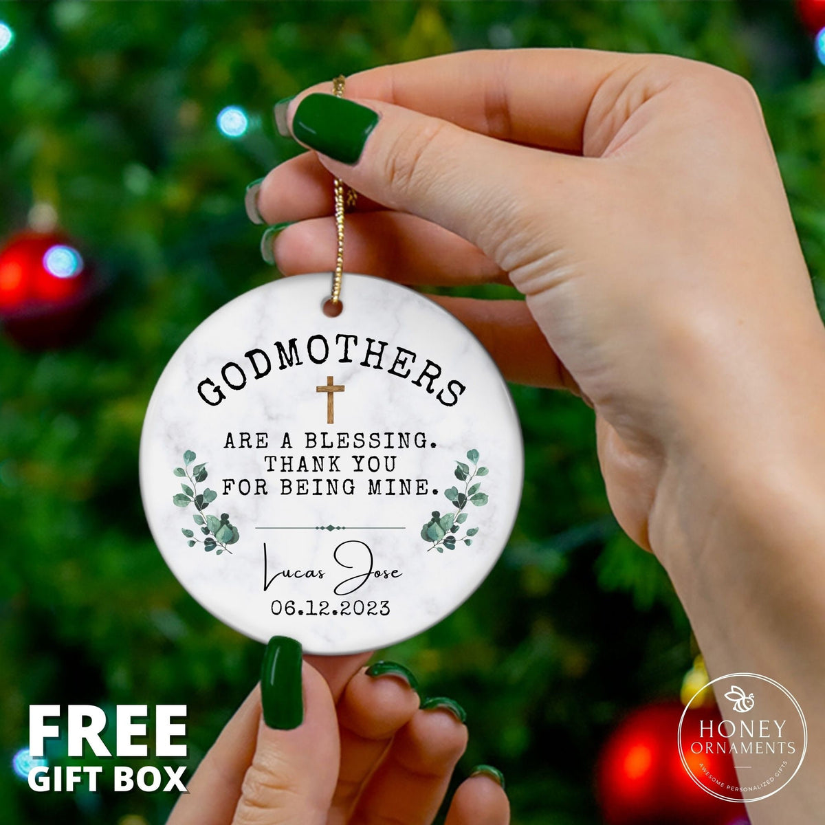 Personalized Godparents Ornament, Godmother Gift, Godfather Thank You Keepsake, Custom Godparents are a Blessing, Christening Baptism Gift