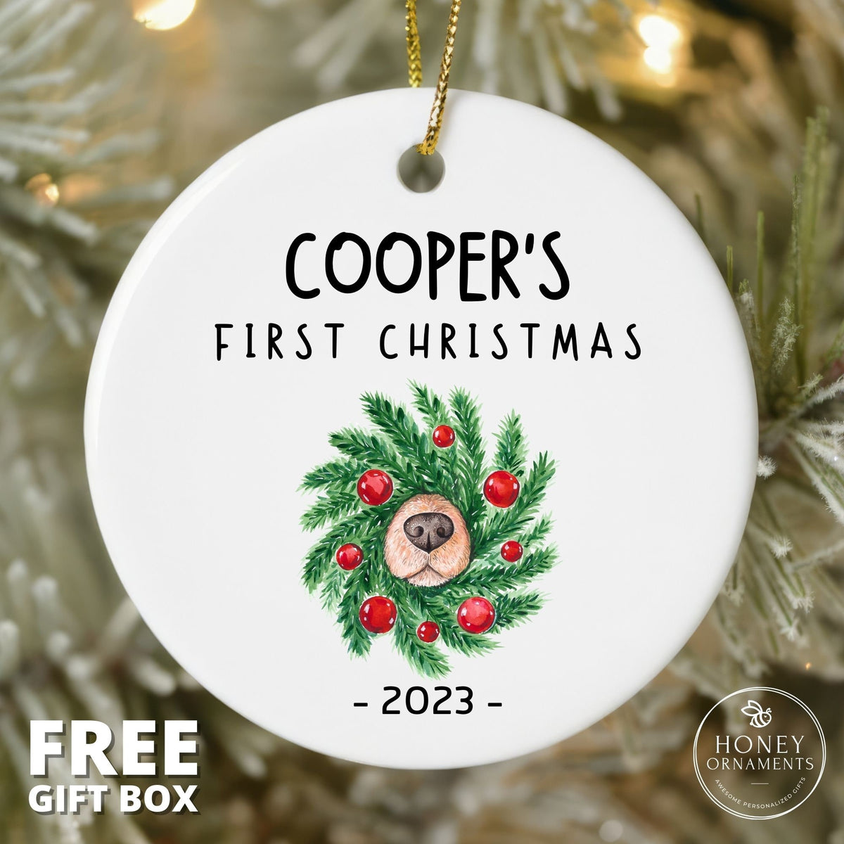 Dogs First Christmas Ornament, Dog Lover Gift, Dog 1st Christmas, Dog's First Christmas, Puppy Christmas, Rescued Puppy, Dog Adoption Gift