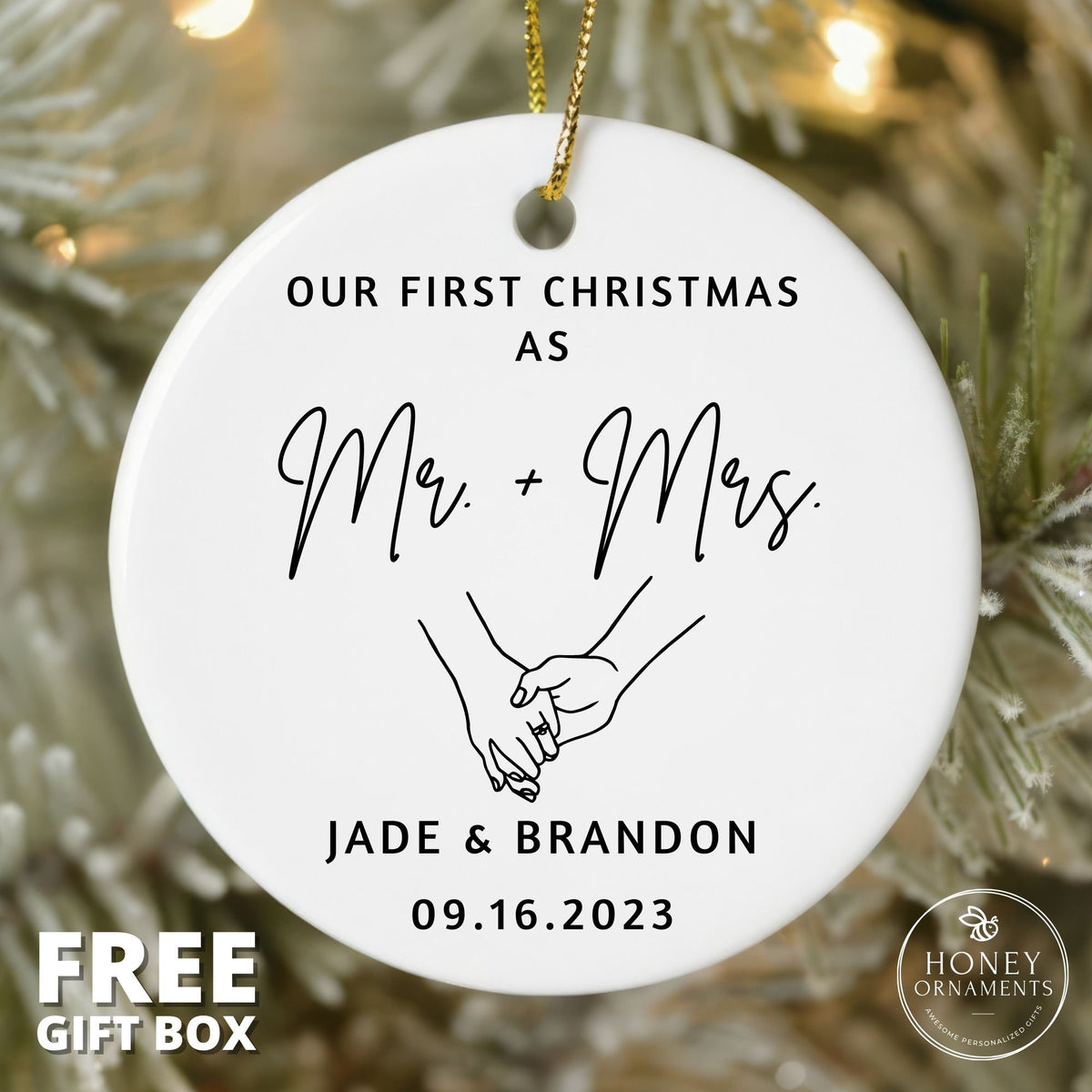 Our First Christmas as Mr and Mrs 2026 Personalized Wedding Ornament, Newlywed Christmas Keepsake, Custom Mr & Mrs Ornament, Gift for Couple
