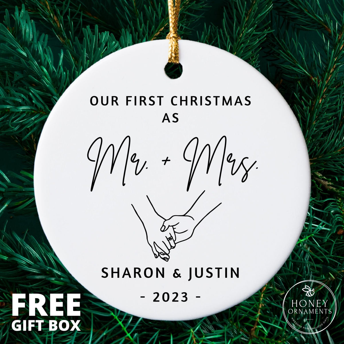 Our First Christmas as Mr and Mrs 2026 Personalized Wedding Ornament, Newlywed Christmas Keepsake, Custom Mr & Mrs Ornament, Gift for Couple
