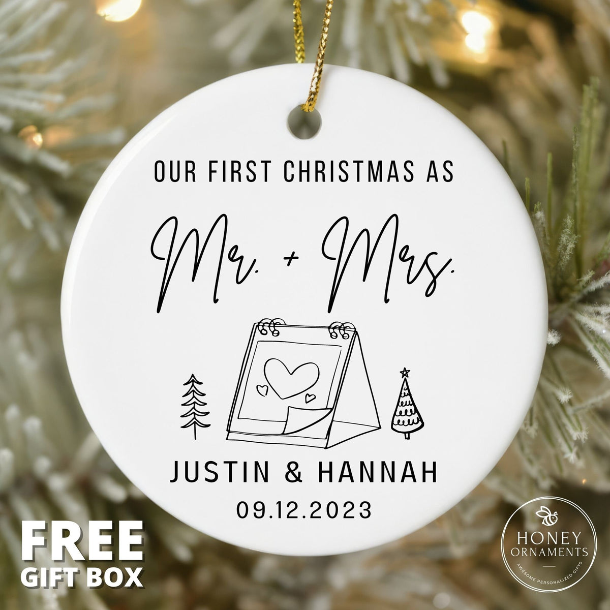 Mr and Mrs Christmas Ornament - Our First Christmas Married as Mr and Mrs Ornament - First Christmas Married Ornament - Personalized Gift