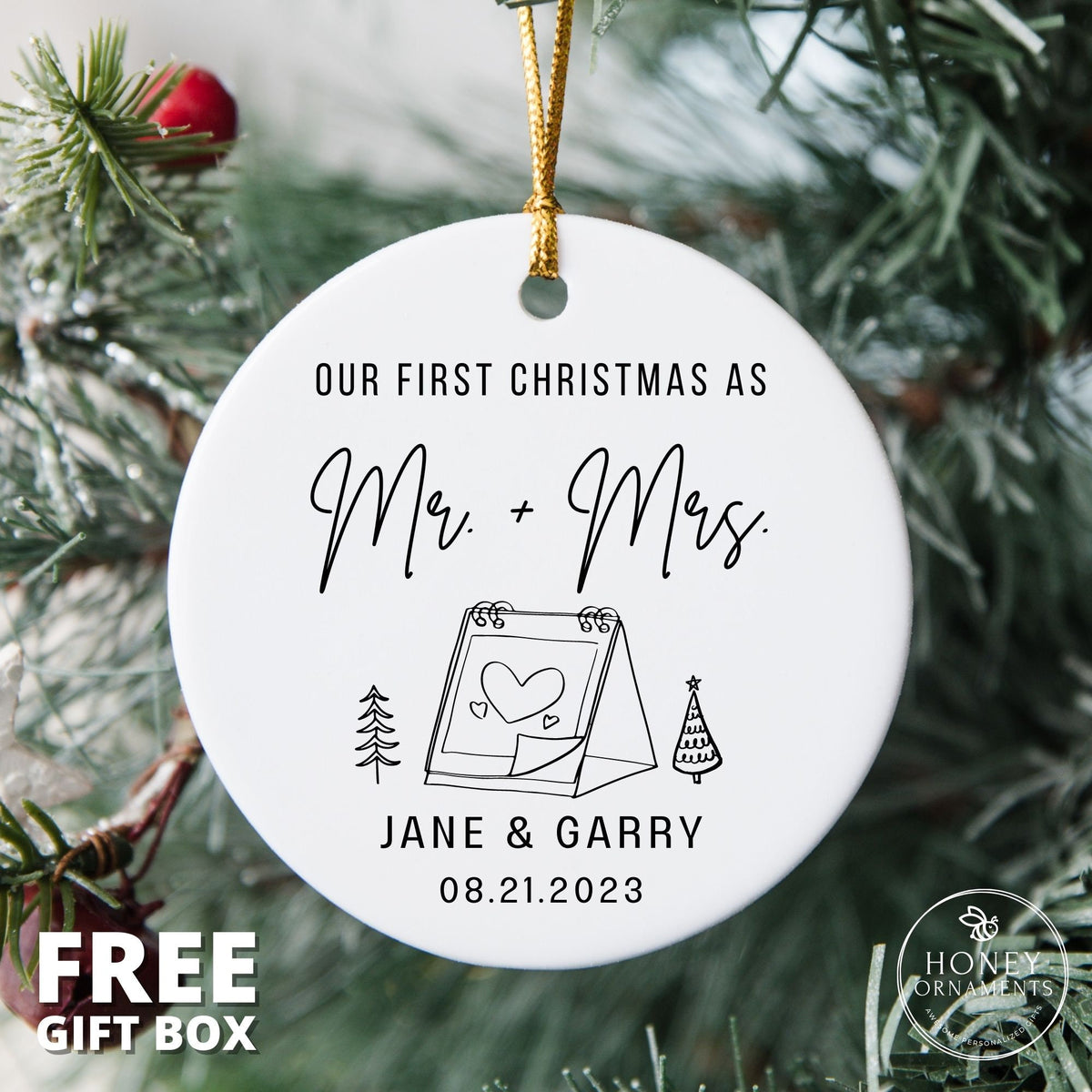 Mr and Mrs Christmas Ornament - Our First Christmas Married as Mr and Mrs Ornament - First Christmas Married Ornament - Personalized Gift