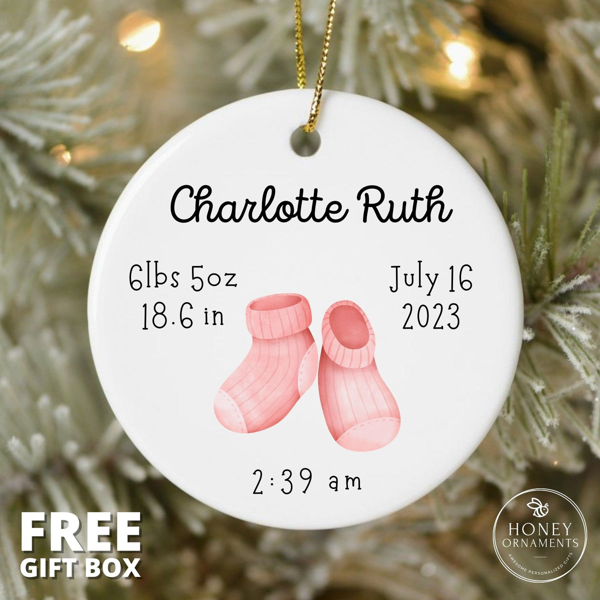 Personalized Baby Birth Stat Newborn Birth Stats Ornament Baby First Christmas Ornament Baby Birth Announcement Newborn Christmas Keepsake