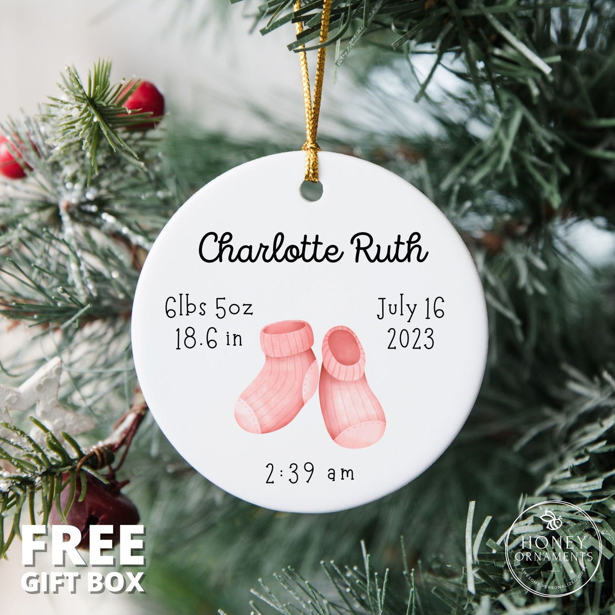 Personalized Baby Birth Stat Newborn Birth Stats Ornament Baby First Christmas Ornament Baby Birth Announcement Newborn Christmas Keepsake
