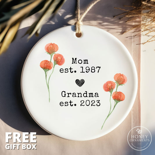 Grandma Gift - Personalized Gift For Grandma - Promoted Grandma Ornament - Pregnancy Announcement - New Grandma - Grandma Christmas Ornament