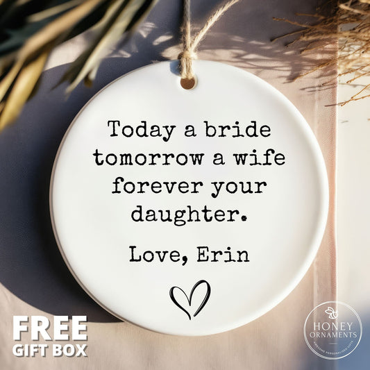 Personalized Mother of the Bride Ceramic Ornament, Keepsake Wedding Gift