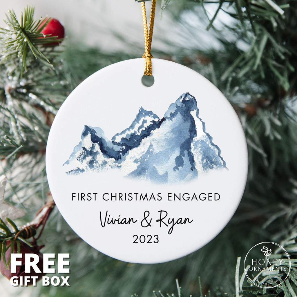 Personalized Ceramic Engagement Ornament – First Christmas - photo 2